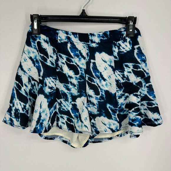 Lovers + Friends Flowy Shorts XS Tie Dye Print High Rise Waist Blue White